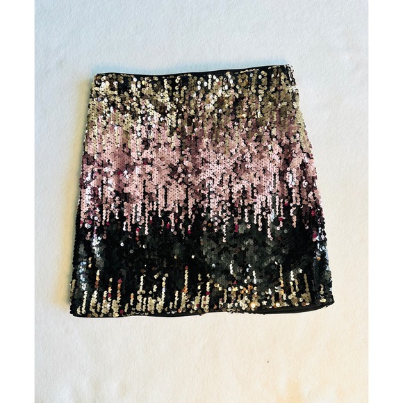 Forever 21 Sequin Mini Skirt Party Club Ombre Gold Pink Black Small S - Picture 1 of 8